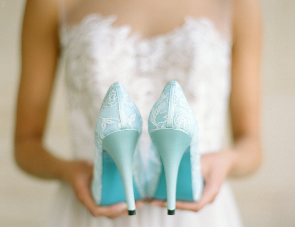 blue wedding wedges for bride